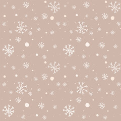 Winter background with white snowflakes. Seamless pattern.