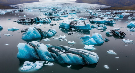 Glacial Icebergs on Lake