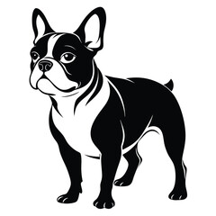 french bulldog line art silhouette vector illustration