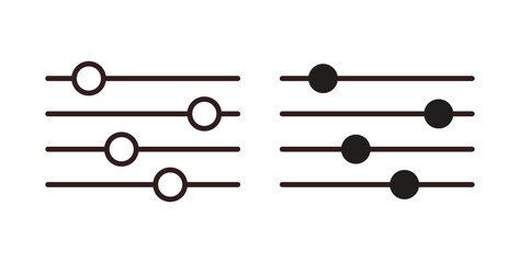 Settings sliders icons. thin line and glyph vector icons pack on white background