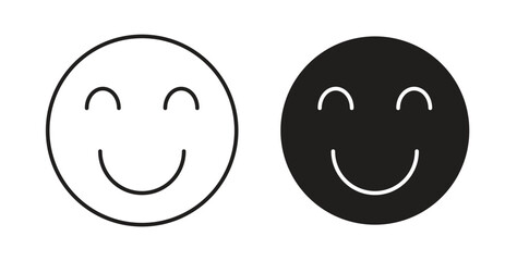 Fototapeta premium Smile icons. thin line and glyph vector icons pack on white background