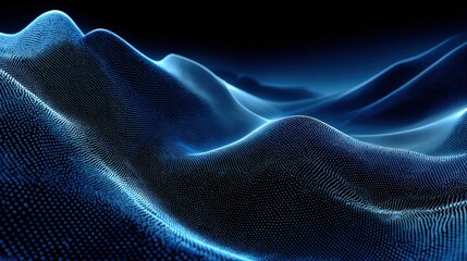 Abstract deep blue mesh gradient with subtle highlights on black, evoking a cosmic atmosphere with glowing reflections and fluid transitions that add a sense of depth