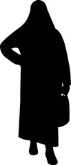 an old woman with scarf, silhouette vector