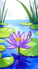 Water lilies in a pond