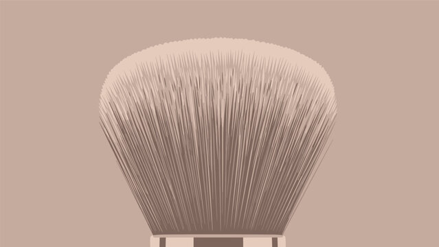 Stylized vector close-up of a dense, fluffy makeup brush head, showing the individual bristles in shades of brown against a solid background.