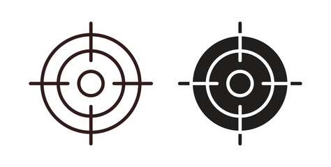 Target icons. thin line and glyph vector icons pack on white background