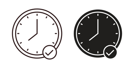 Time check icons. thin line and glyph vector icons pack on white background