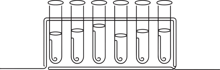 laboratory test tubes.one line vector illustration with out background © MstMoushumi