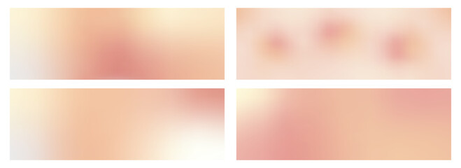 Fototapeta premium Set of peach and pink gradient background with soft pastel color. Abstract backdrop with smooth gradation and blur effect.