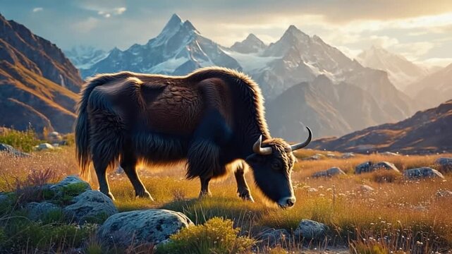 north east india yak eating grass video