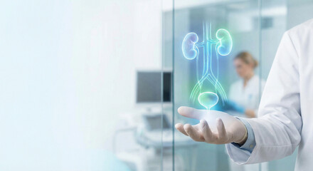  Medical professional shows kidney health protection concept. 