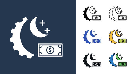 Obraz premium Overnight Business Growth and Financial Success with Moon and Stars Symbolizing Opportunity