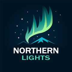 Northern Lights logo, vector art illustration.