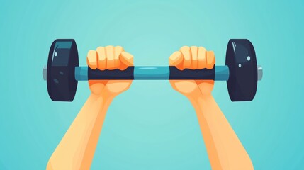 Stylized depiction of a person lifting weights above their head, set against a solid background