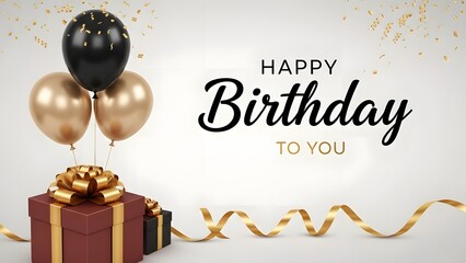 Happy birthday wishes with balloons and gift