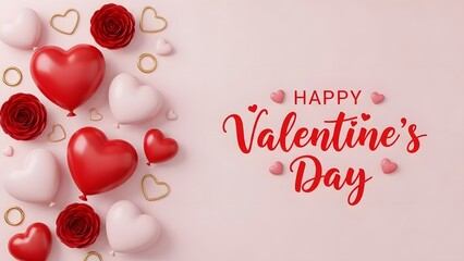 Valentine s day greeting card with red and white hearts
