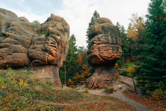 rocks in the Zittau Mountains Kelchstein, Germany
