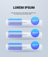 Template of tree horizontal modern bar panels for business presentation. Infographic menu template