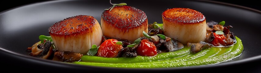 Gourmet Scallops on Pea Puree