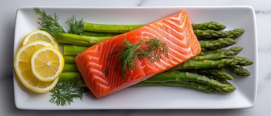Salmon Fillet with Asparagus and Lemon
