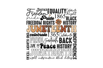 Juneteenth Freedom 1865 Word Cloud Typography Art Sublimation design