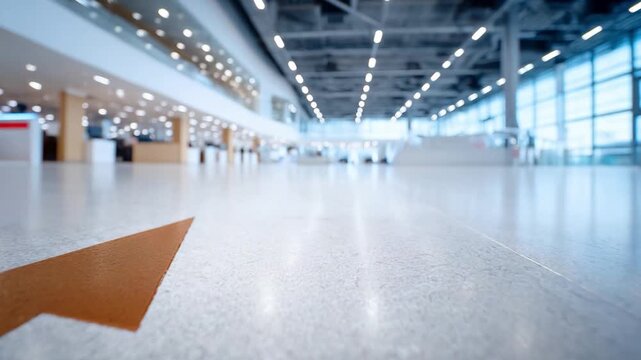 Modern Airport Terminal: An expansive and contemporary airport terminal, with its clean lines, reflecting bright floors, and airy atmosphere, conveying a sense of openness and streamlined efficiency.