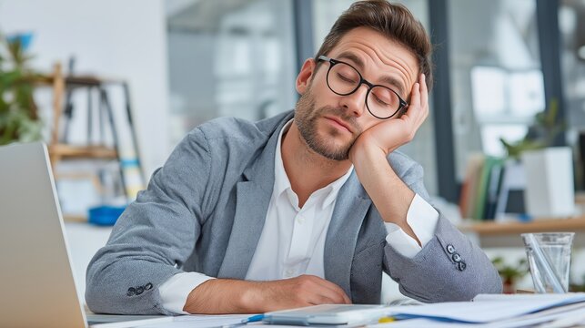 Exhausted Office Worker Midday Slump