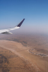 Flying over Rajasthan, India. Dry land in the desert, aerial view.	
