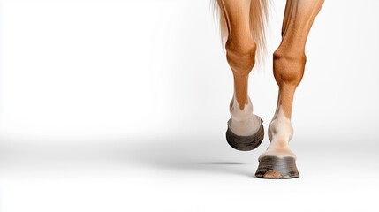 Intense action shot highlighting swift horse trots with focused studio background