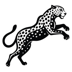 Fototapeta premium jumping leopard line art silhouette vector illustration