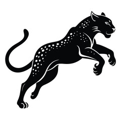 Fototapeta premium jumping leopard line art silhouette vector illustration