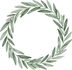 Naklejka premium Minimal watercolor olive leaf wreath vector illustration for wedding invitation branding botanical logo frame natural greenery design element