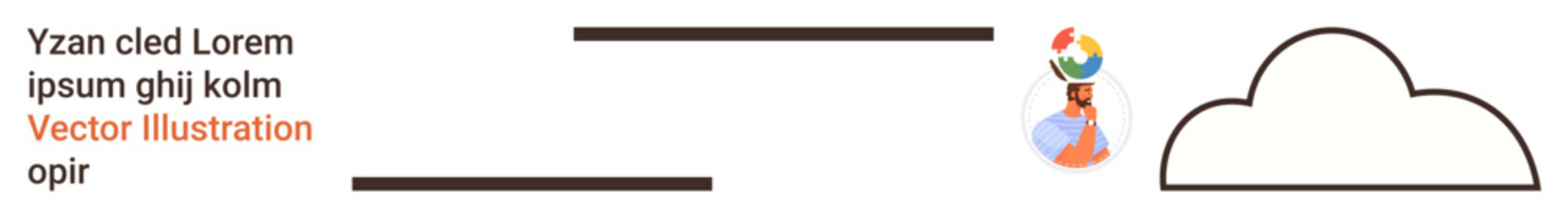 Cloud storage, creativity, data sharing, online services, innovation, teamwork. A minimal design a cloud and a person holding a colorful object. Cloud storage and creativity concepts © robu_s