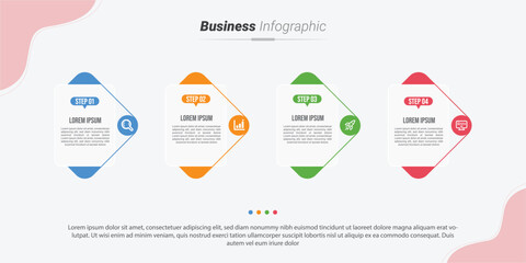 Stylish 4 steps business infographics template, Infographic 4 steps flowchart design, template, info graph template, Professional infographic template business, Infographic with innovative ideas.