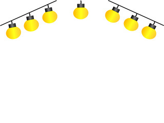 Festive Outdoor String Lights Illustration: Yellow Party Bulbs Vector