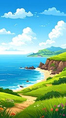 Coastal landscape illustration