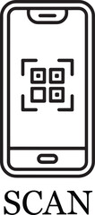 Smartphone QR Code Scan Icon with Mobile Screen and Scanner Symbol