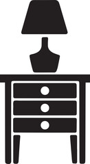 Table Lamp Icon with Nightstand Drawer for Bedroom Interior Design Concept