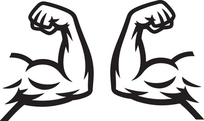 Strong Biceps Muscle Icon for Workout Training and Bodybuilding Symbol