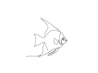 Obraz premium Simple Line Drawing of Fish Isolated on White Background