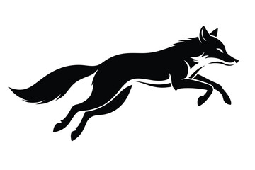 Fototapeta premium jumping fox line art silhouette vector illustration