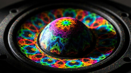 Abstract Sound: Vibrant Speaker with Intricate Rainbow Light Patterns for Music and Technology