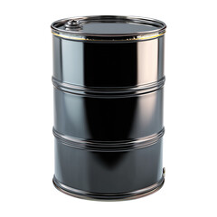 Isolated metal industrial barrel, a reflective silver container for oil, liquid and chemical storage and transport solutions.