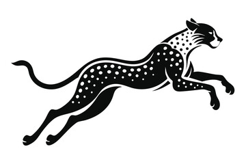 Fototapeta premium jumping cheetah line art silhouette vector illustration