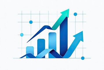 Business growth and success represented by dynamic upward trending charts
