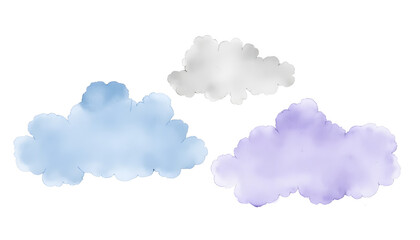 Obraz premium Soft pastel watercolor clouds in spring sky, serene tranquility