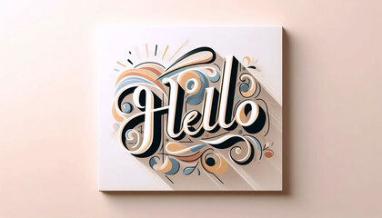 A Hello creative typography art print, Ai generated image