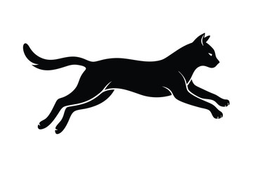 Fototapeta premium jumping cat line art silhouette vector illustration