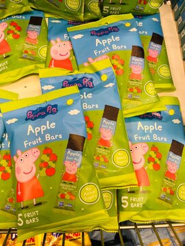 Netherlands, Denekamp, December 22. 2025, sing or lettering of Peppa Pig Apple Fruit Bars