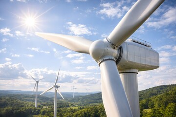 Torre e&oacute;lica para gera&ccedil;&atilde;o de energia sustent&aacute;vel. 